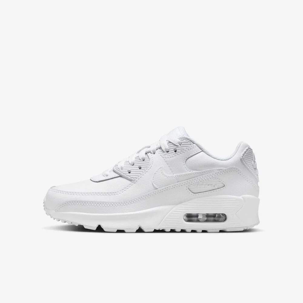 Nike Air Max 90 HF6358-102 Sneakers Kids 4.5 White Leather Casual Shoes RHS9308